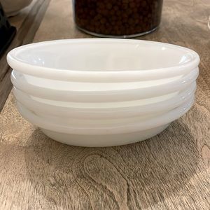 Vintage Glasbake USA 475 SET OF 4 small oval milk glass baking dishes